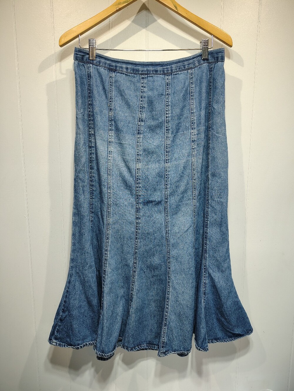 ​NorthStyle Cotton Denim Maxi Skirt M Rework DIY Project Wear Flaws READ